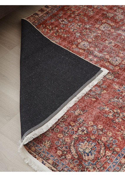 Mars 2047 Bordo Tonlarında Etnik Eskitme Pamuk Dokuma Taban Halı fırsatları