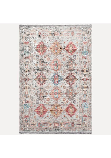 Mars 2164 Renkli Desenli Yıkanabilir Kaymaz Tabanlı Salon Halısı, Koridor ve Mutfak Halısı Kilim