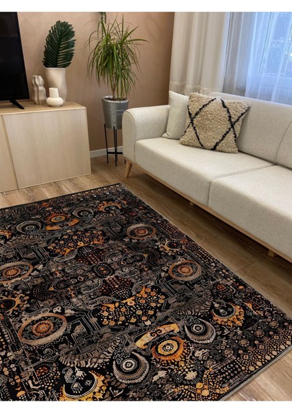 MARS57 Renkli Klasik Desenli Yıkanabilir Kaymaz Salon Halısı, Koridor ve Mutfak Halısı