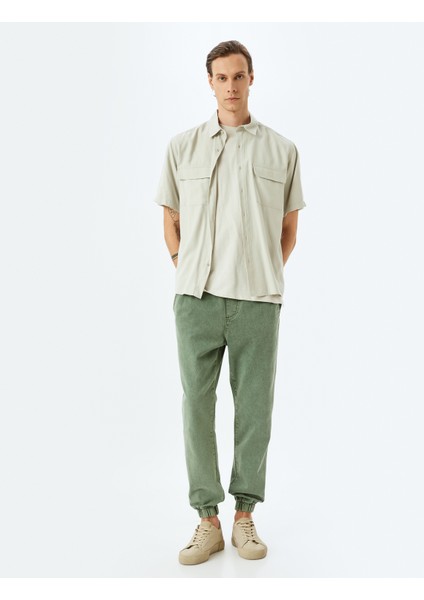 Beli Bağcıklı Pamuklu Cepli Oversize Jogger Kot Pantolon