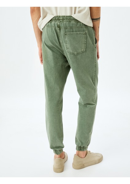 Beli Bağcıklı Pamuklu Cepli Oversize Jogger Kot Pantolon