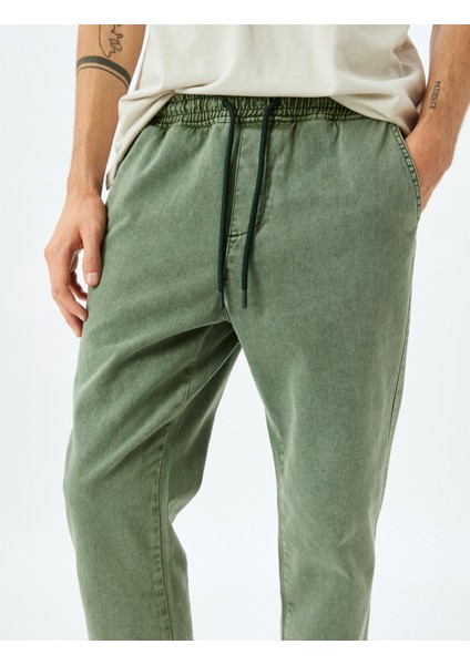 Beli Bağcıklı Pamuklu Cepli Oversize Jogger Kot Pantolon