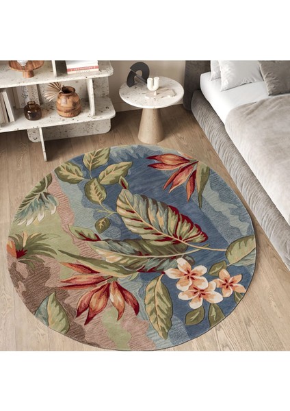 Mars 153 Pastel Tonlar Çiçekli Floral Çok Renkli Dokuma Taban Yuvarlak Halı fiyatları