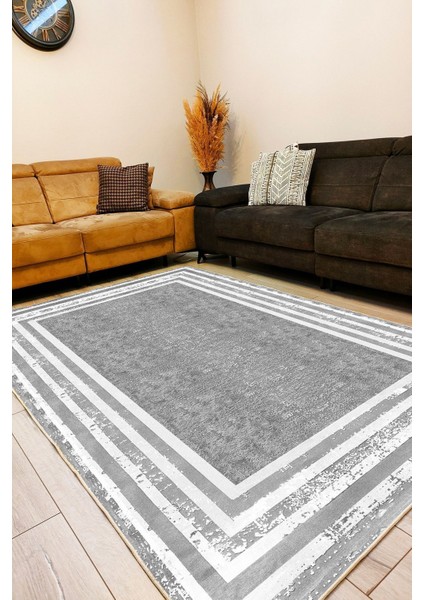 Mars 2086 Gri Çerçeve Minimalist Sade Tasarım Dokuma Taban Halı fırsatları