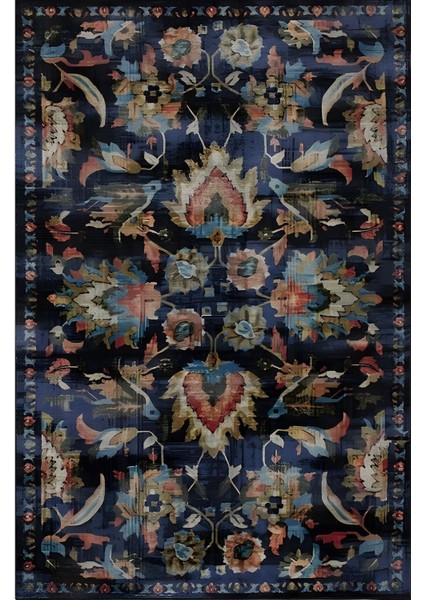 Mars 58 Modern Stil Siyah Halı ve Kilim Salon Halısı Saçaklı Yıkanabilen Halı
