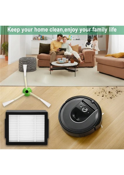 Yedek Parçalar Yan Fırça Hepa Filtresi Irobot Roomba E5 E6 E7 I3 I4 I5 I7 Elektrikli Süpürge Aksesuarları ile Uyumlu (Yurt Dışından)
