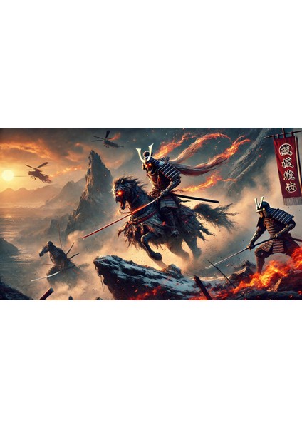 Ti-Play Ateş Shogun 60 x 90 cm Modern Samuray Pvc Çerçevesiz Tablo fiyatları