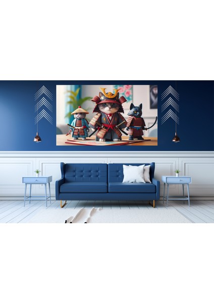 Ti-Play Buhıdo Tatlı Kedi 60 x 90 cm Modern Samuray Pvc Çerçevesiz Tablo