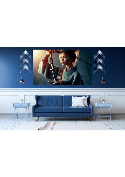 Ti-Play Renkli Gözlü Samuray Kadın 60 x 90 cm Modern Pvc Çerçevesiz Tablo