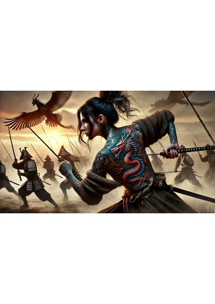 Ti-Play Assassin Woman Saldırı 60 x 90 cm Modern Samuray Pvc Çerçevesiz Tablo fiyatları