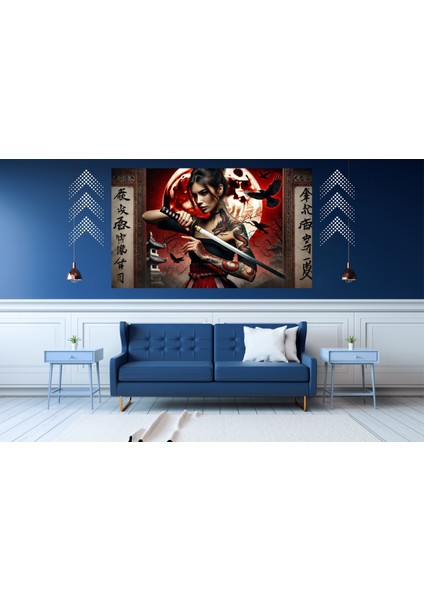 Ti-Play Assassın Woman Sofıa 60 x 90 cm Modern Samuray Pvc Çerçevesiz Tablo
