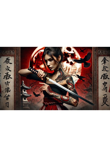 Ti-Play Assassın Woman Sofıa 60 x 90 cm Modern Samuray Pvc Çerçevesiz Tablo fiyatları