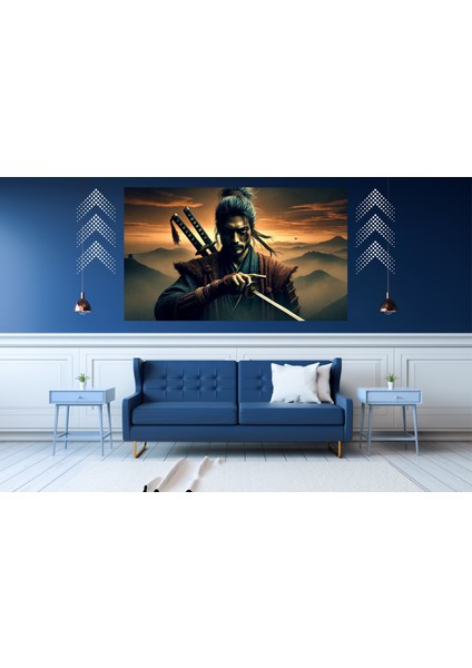 Ti-Play Usta Son Düello 60 x 90 cm Modern Samuray Pvc Çerçevesiz Tablo