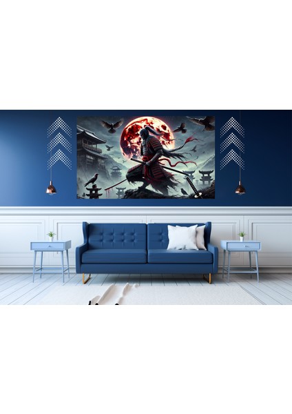 Ti-Play Kanlı Ay 60 x 90 cm Modern Samuray Pvc Çerçevesiz Tablo