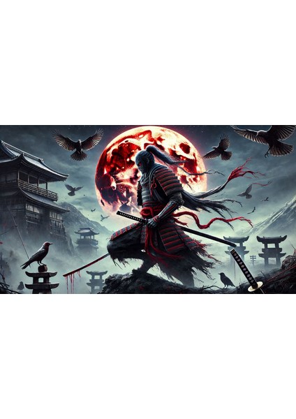 Ti-Play Kanlı Ay 60 x 90 cm Modern Samuray Pvc Çerçevesiz Tablo fiyatları