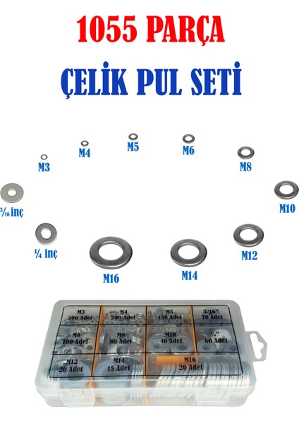 1055 Parça Çelik Pul Seti (En Çok Kullanılan Pul Serisi Seti)