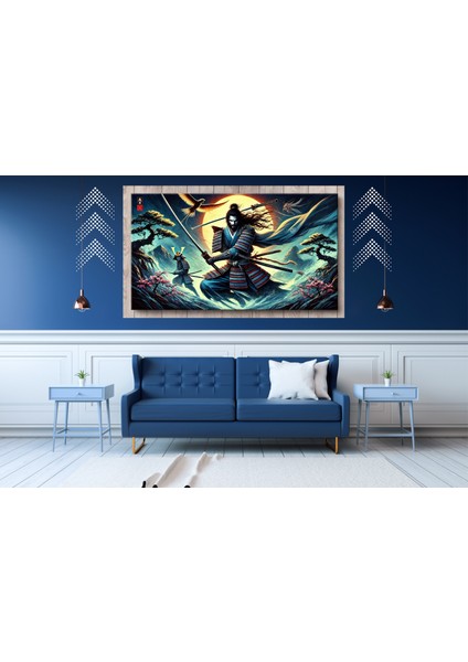 Ti-Play Ay ve Fırtına 60 x 90 cm Modern Samuray Pvc Çerçevesiz Tablo
