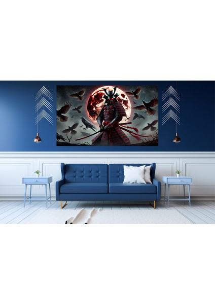 Ti-Play Kanlı Ay Savaş Meydanı 60 x 90 cm Modern Samuray Pvc Çerçevesiz Tablo