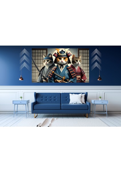 Ti-Play Bushıdo Cats Three 60 x 90 cm Modern Samuray Pvc Çerçevesiz Tablo
