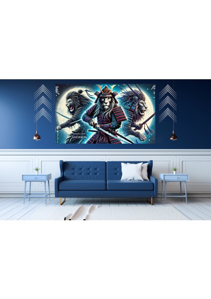 Ti-Play Bushıdo Lıons 60 x 90 cm Modern Samuray Pvc Çerçevesiz Tablo