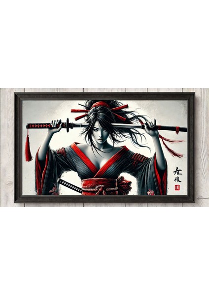 Ti-Play Kimonolu Kadın Samuray 60 x 90 cm Modern Pvc Çerçevesiz Tablo fiyatları