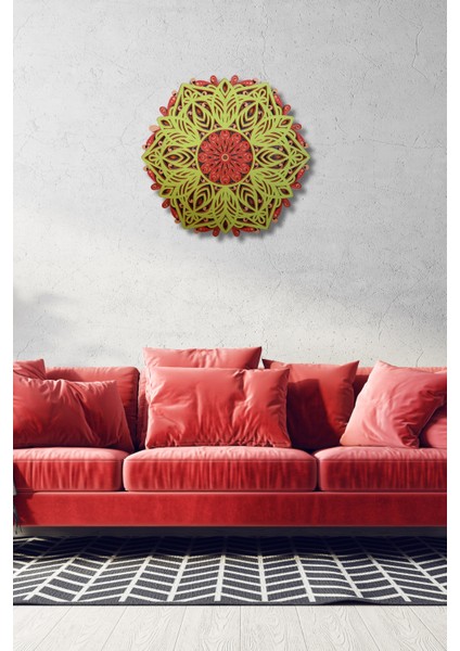 Yaprak Desenli Mandala Ahşap Duvar Dekoru