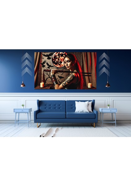 Ti-Play Sade ve Zarif Suikastçi Kadın 60 x 90 cm Modern Samuray Pvc Çerçevesiz Tablo