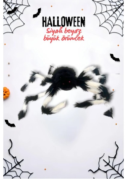 Halloween Cadılar Bayramı Örümcek Figür 30 cm Siyah-Beyaz fiyatları