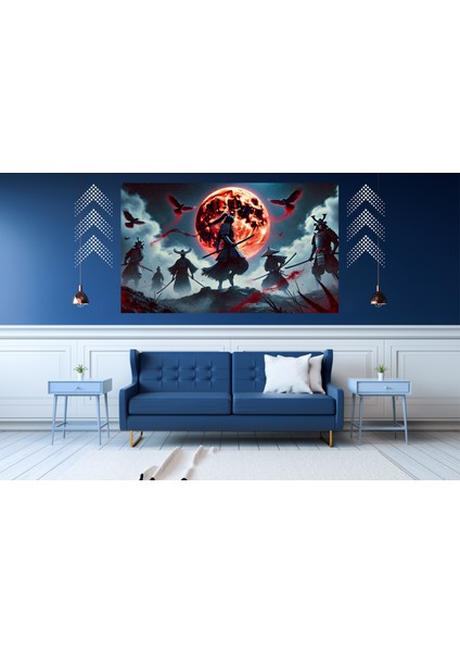 Ti-Play Kanlı Ay Savaşı 60 x 90 cm Modern Samuray Pvc Çerçevesiz Tablo