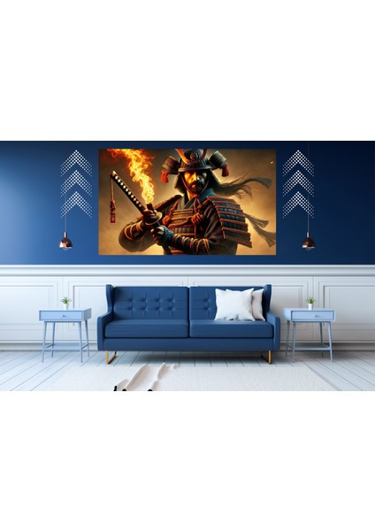 Ti-Play Kılıç ve Ateş 60 x 90 cm Modern Samuray Pvc Çerçevesiz Tablo
