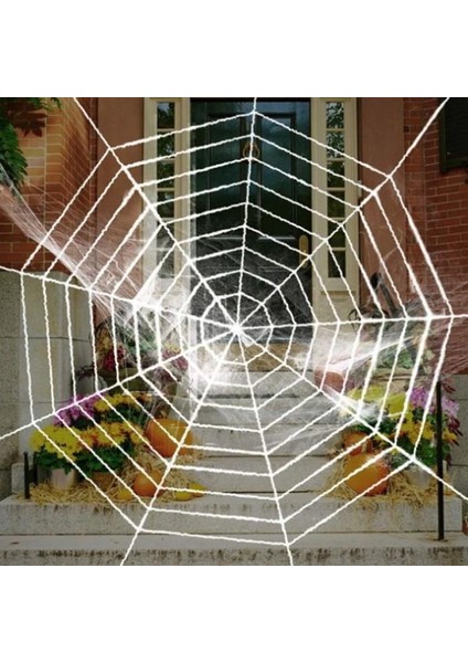 Halloween Cadılar Bayramı Örümcek Ağı Beyaz 100*100CM Kaliteli Esnek Floş Ipten Yapılmış