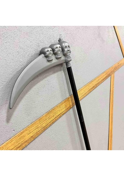 Halloween Cadılar BayramıGeçmeli Çubuklu Azrail Orağı 90 Kurukafa Sembollü