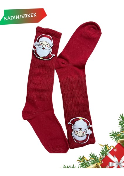 3 Boyutlu Noel Baba Figürlü Dikişsiz Havlu Kutulu Yılbaşı Çorabı