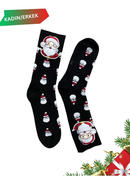 3 Boyutlu Noel Baba Figürlü Dikişsiz Havlu Kutulu Yılbaşı Çorabı