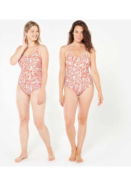 Nabaiji Kadın Çapraz Sırt Detaylı Mayo - Kırmızı - Desenli - LILA fiyatları