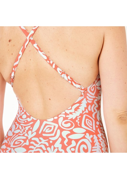 Nabaiji Kadın Çapraz Sırt Detaylı Mayo - Kırmızı - Desenli - LILA modelleri