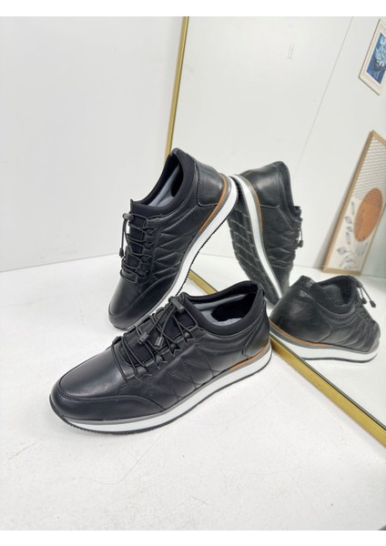 Günlük Erkek Ayakkabı Içi Dışı Casual Lastik Bağcıklı Beyaz Tabanlı Comfort Sneaker 5040