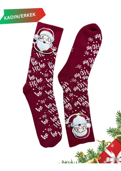 3 Boyutlu Noel Baba Figürlü Dikişsiz Havlu Kutulu Yılbaşı Çorabı