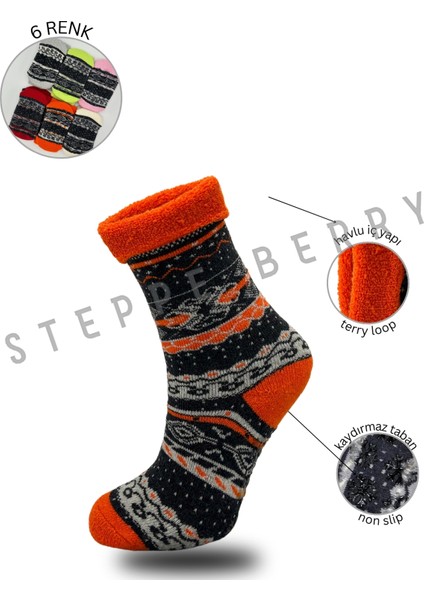 6'lı Kadın Havlu Pilates Yoga Çorabı