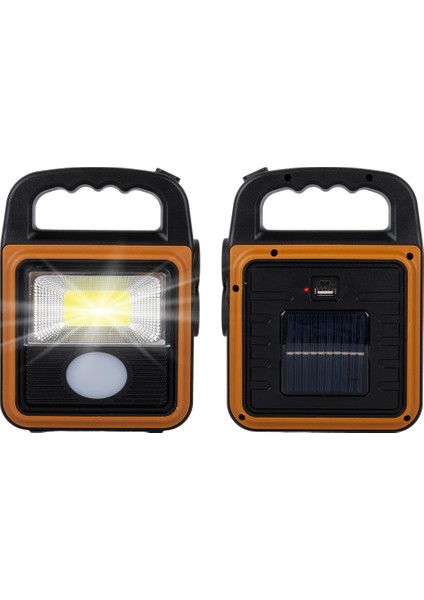 Cob Ledli Solarlı 4 Kademeli USB Powerbank Çıkışlı Şarjlı Işıldak Fener (4886)