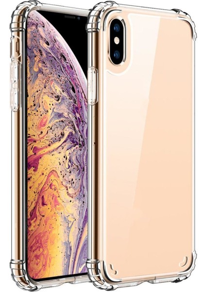 Apple iPhone Xs Max Kapak Kamera Bölümü Açık Airbag Antishock Köşe Korumalı Şeffaf Silikon Kılıf