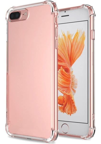 Apple iPhone 8 Plus Kapak Kamera Bölümü Açık Airbag Antishock Köşe Korumalı Şeffaf Silikon Kılıf