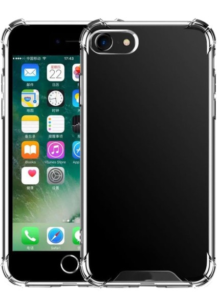 Apple iPhone Se 3 Kapak Kamera Bölümü Açık Airbag Antishock Köşe Korumalı Şeffaf Silikon Kılıf