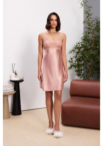 Brandy Saten Dantelli Kadın Gecelik Sabahlık Takımı 4510 fırsatları