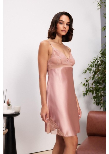 Brandy Saten Dantelli Kadın Gecelik Sabahlık Takımı 4510 indirimleri