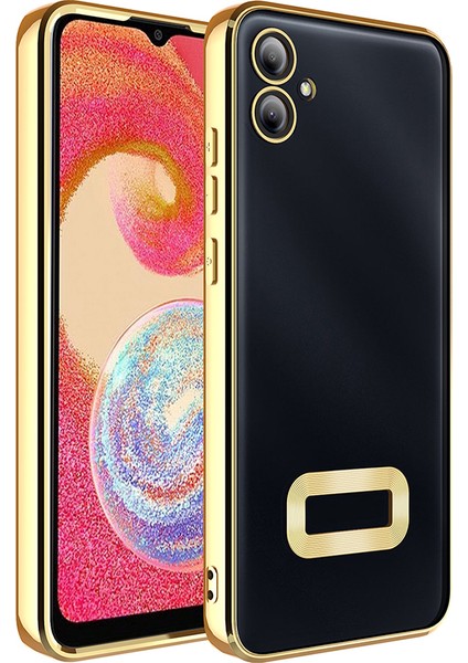 Galaxy A06 Uyumlu Kılıf Kamera Korumalı Logo Gösteren Omega Kapak-Gold