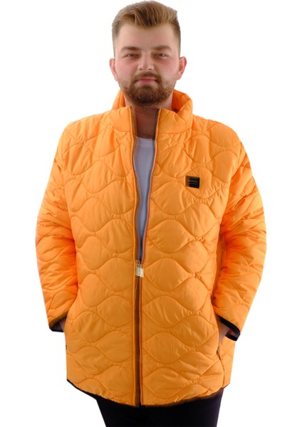 Mode Xl Büyük Beden Erkek Dik Yaka Kapitone Mont U24601 Hardal