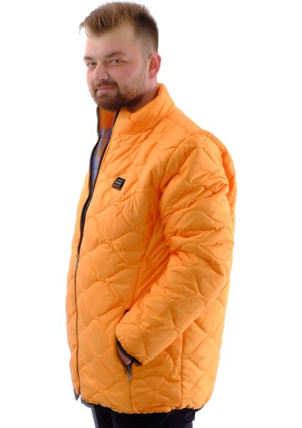 Mode Xl Büyük Beden Erkek Dik Yaka Kapitone Mont U24601 Hardal fiyatları