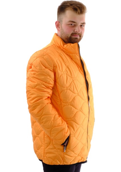 Mode Xl Büyük Beden Erkek Dik Yaka Kapitone Mont U24601 Hardal modelleri