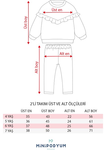 Uzun Kollu Pamuk Sweat Alt Üst Kız Çocuk Ikili Taytlı Takım 4-7 Yaş